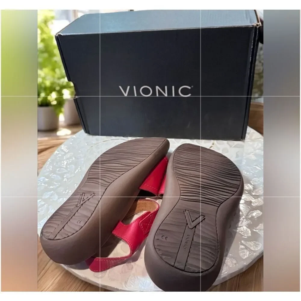 VIONIC Leather Awaken Recovery Supportive Adjustable Strap Sandals Flats Womens